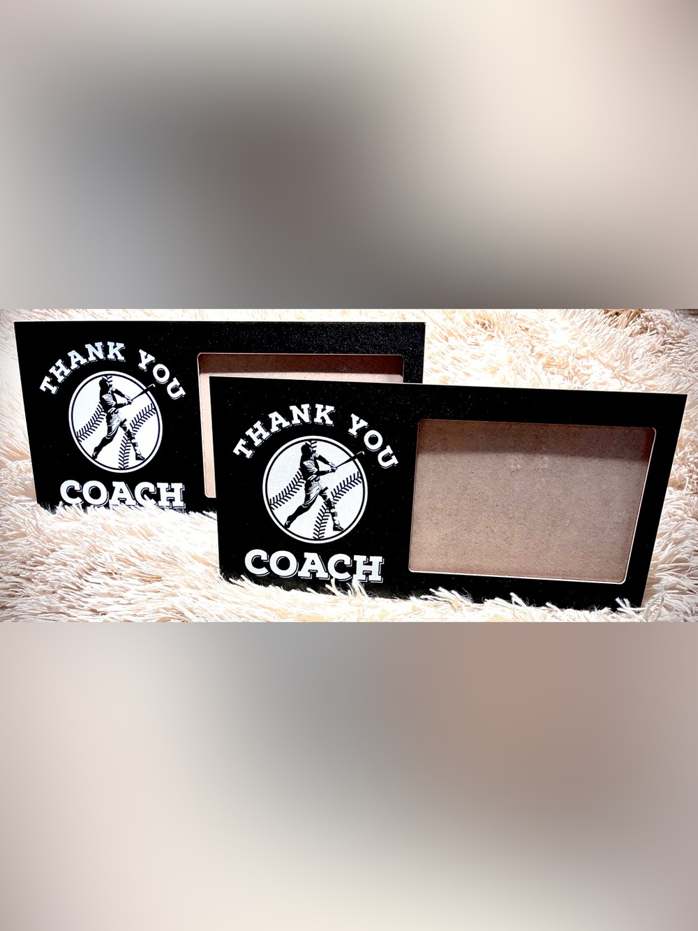 (2) “Thank You Coach" Signable baseball picture frames